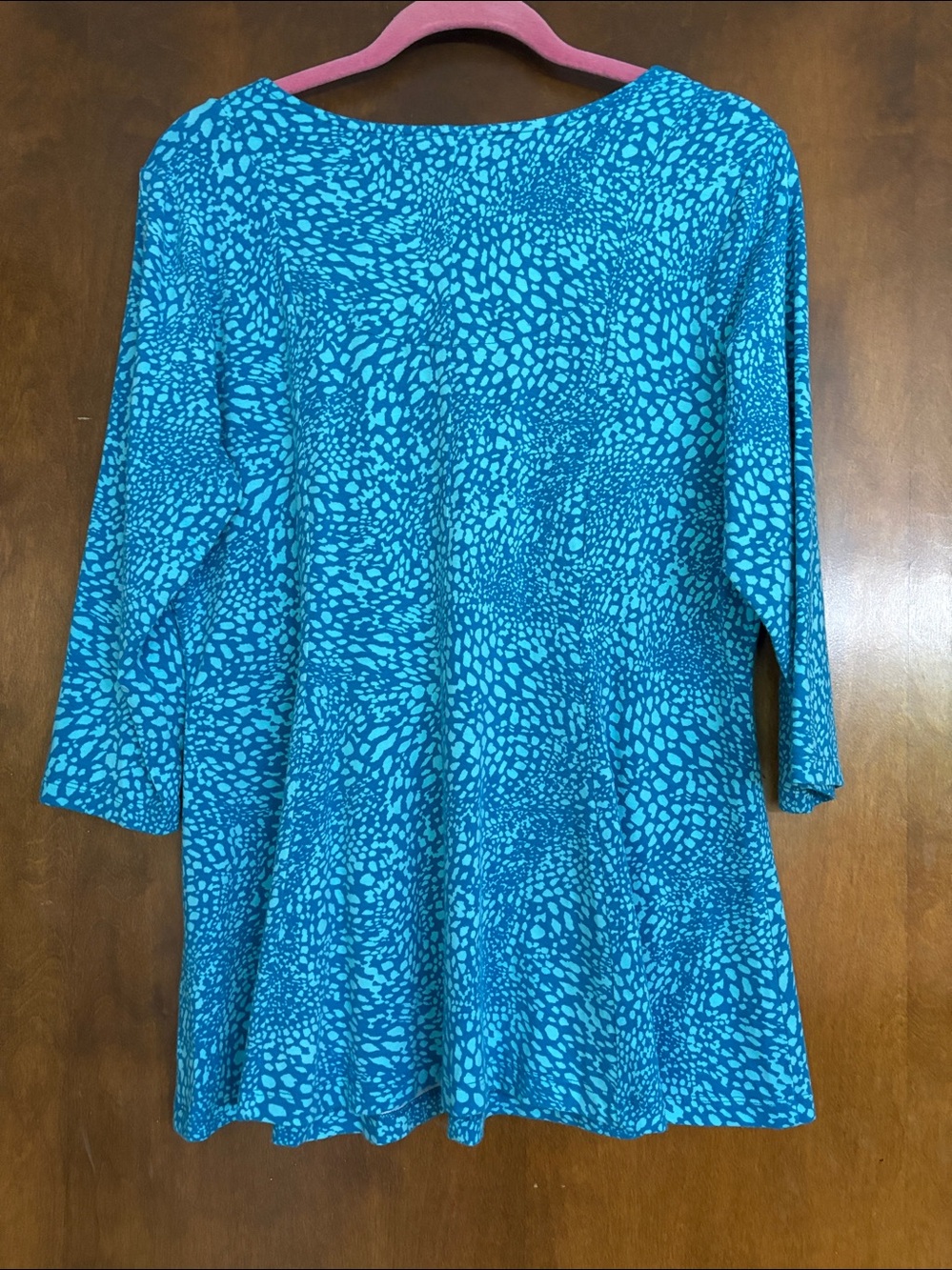 Denim & Co Turquoise Patterned Women's Tunic Top with 3/4 Sleeves Never Worn Med - Picture 2 of 3